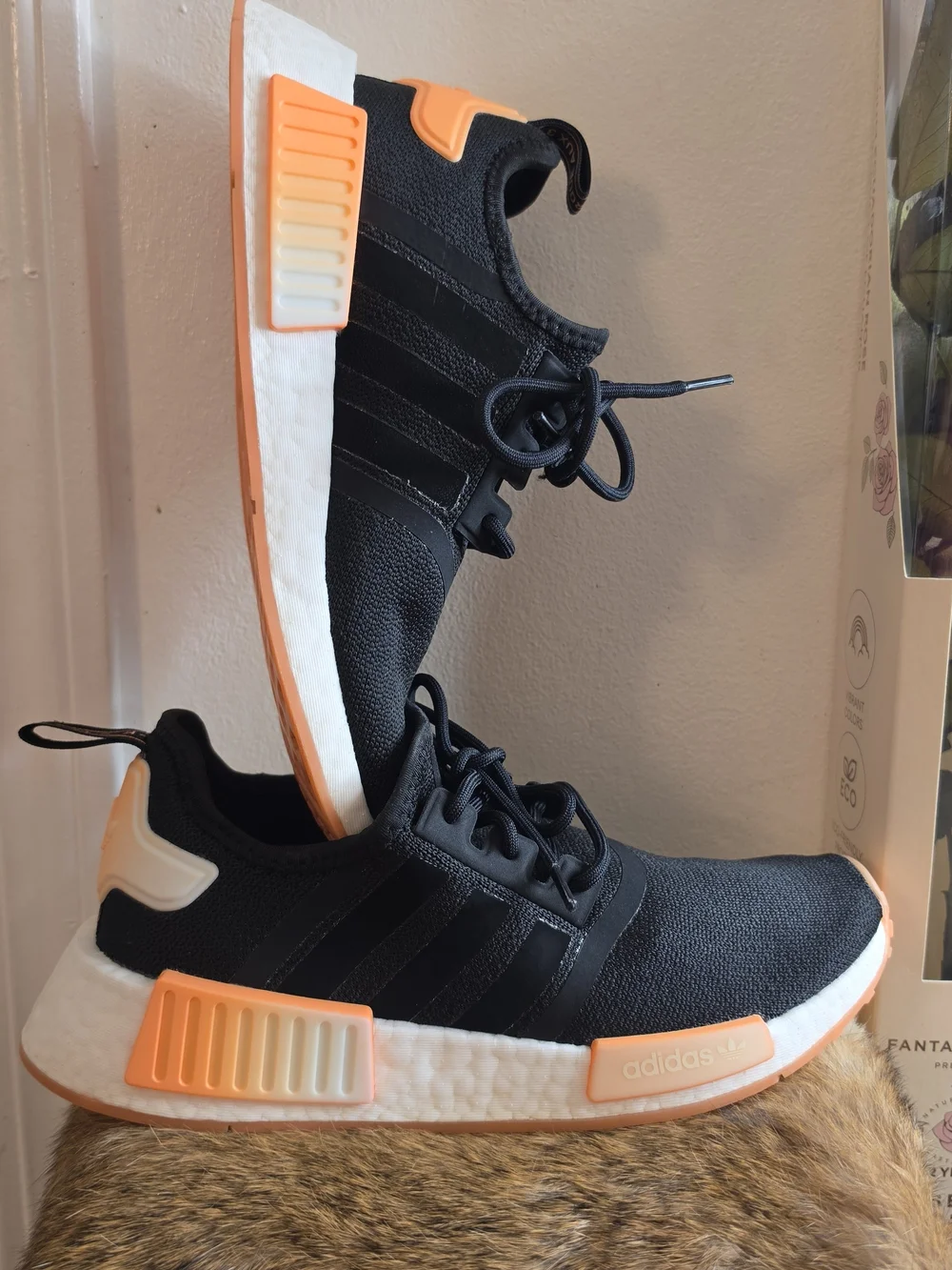 Adidas Womens NMD Runner Sneakers in Black and Orange
